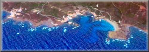 Porto di Maó, vista aerea del porto; la sua estensione si aggira sui cinque km, sulla quale si trovano la popolazione di Es Castell e la città di Mahón, capitale di Menorca